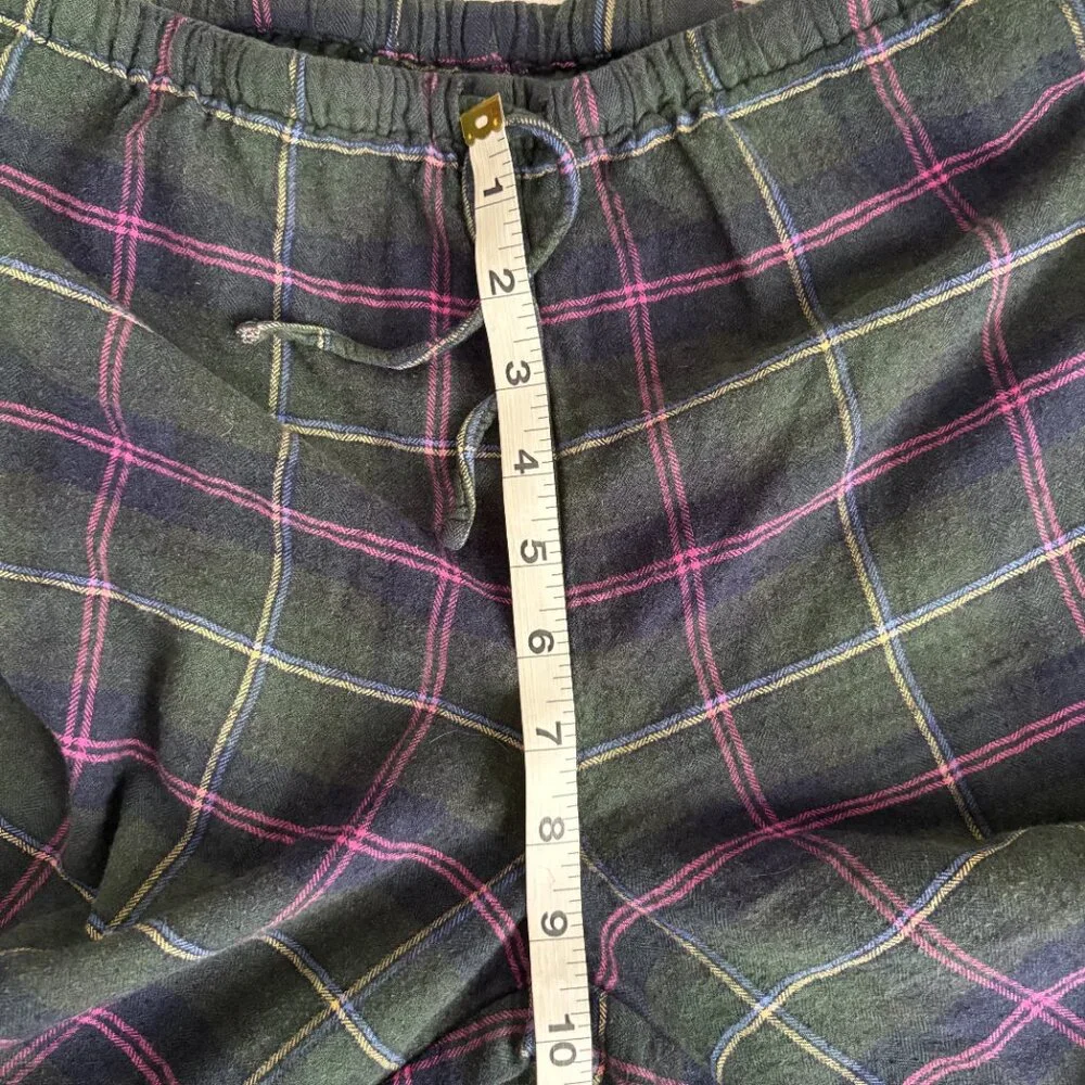 Lauren Ralph Lauren  Green Plaid Flannel Pajamas 2-Piece Set Preppy Cabincore M